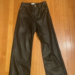 H&M Full Length, Wide Leg Soft Leather Pants